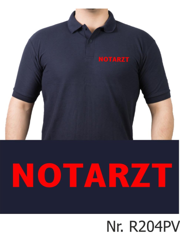 Polo navy, NOTARZT in rot (Brustdruck)