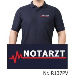 Polo navy, NOTARZT mit roter EKG-Linie (Brustdruck)