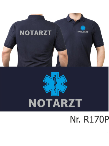 Polo navy, emergency doctor silver with blau Star-of-Life auf Brust