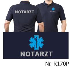Polo navy, emergency doctor silver with blau Star-of-Life...