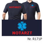 Polo blu navy, medico di emergenza rosso con blau Star-of-Life auf Brust