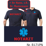 Polo blu navy, medico di emergenza rosso con blau Star-of-Life e nomi