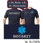 Polo blu navy, medico di emergenza argento con blau Star-of-Life e nomi