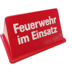 Dachaufsetzer "Feuerwehr im Einsatz" verkehrsrot/weiße Schrift