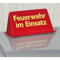Dachaufsetzer "Feuerwehr im Einsatz" verkehrsrosso/neongiallo font (Exklusiv)