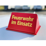Dachaufsetzer "Feuerwehr im Einsatz" verkehrsrosso/neongiallo font (Exklusiv)
