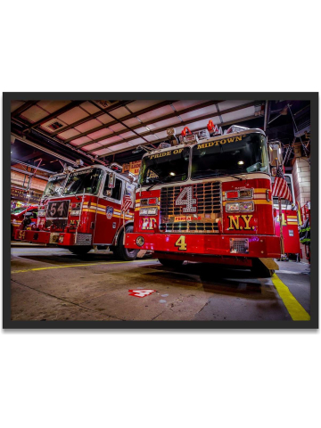 Kunstdruck "FDNY Ladder 4 / Engine 54" im black Rahmen 80 x 60 cm