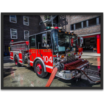 Kunstdruck "Chicago Fire Dept. Engine 104" im negro Rahmen 80 x 60 cm