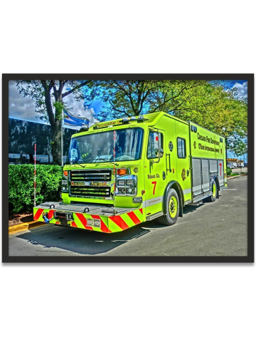 Kunstdruck "Chicago Fire Dept. Squad 7 - Chicago OHare Interntional Airport" im black Rahmen 80 x 60 cm