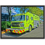 Kunstdruck "Chicago Fire Dept. Squad 7 - Chicago OHare Interntional Airport" im black Rahmen 80 x 60 cm
