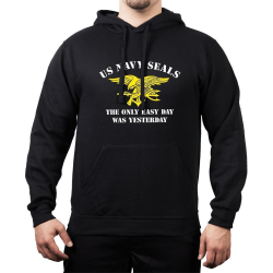 Hoodie nero, blu navy SEALS - The Only Easy Day Was...