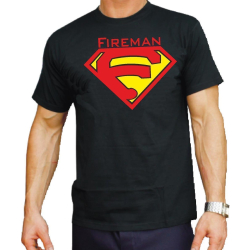 T-Shirt negro, Fireman like Superman