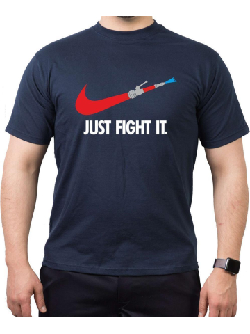 T-Shirt navy, JUST FIGHT IT. mit Schlauch