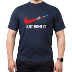T-Shirt navy, JUST FIGHT IT. mit Schlauch XL