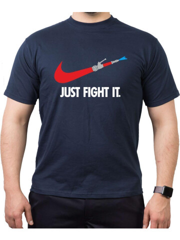 T-Shirt navy, JUST FIGHT IT. mit Schlauch XS