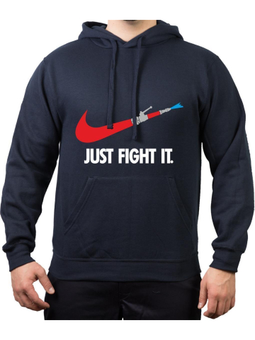 Hoodie navy JUST FIGHT IT. Feuerwehrschlauch
