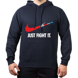 Hoodie navy JUST FIGHT IT. Feuerwehrschlauch
