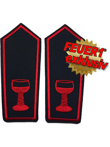 FEUER1 Dienstgrad-Schulterklappen-Paar Spezial mit Klett: Sommelier (rot/rot)