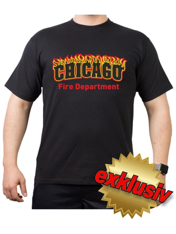 CHICAGO FIRE Dept. flames, black T-Shirt M