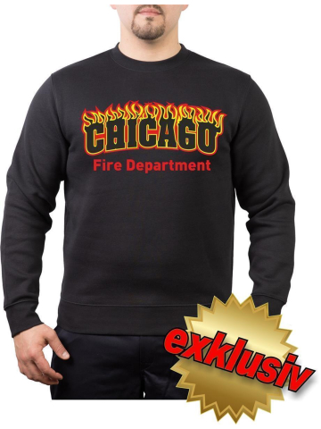 CHICAGO FIRE Dept. flames, nero Sweat