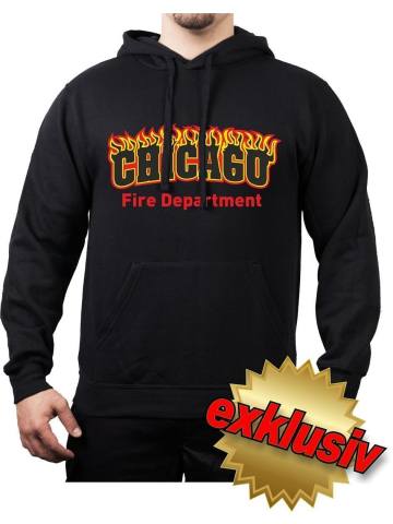 CHICAGO FIRE Dept. flames, black Hoodie