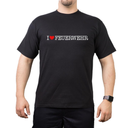 T-Shirt negro, I Love FEUERWEHR