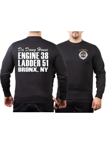 Sweat black, New York City Fire Dept. E38-L51 Da Dawg House Bronx
