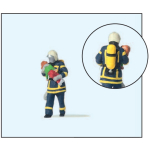 Zubehör 1:87 Figuren - Atemschutzgeräteträger rettet Kind (Einsatzkleidung blau)