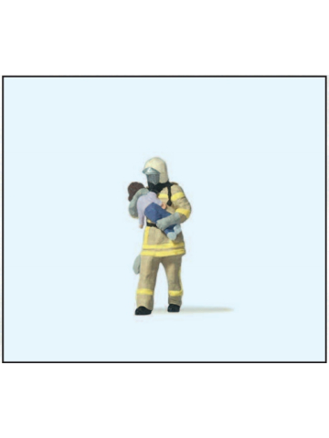 Zubehör 1:87 Figuren - Atemschutzgeräteträger rettet Kind (Einsatzkleidung sandfarben)