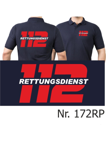 Polo navy, 112 RETTUNGSDIENST rot/weiß