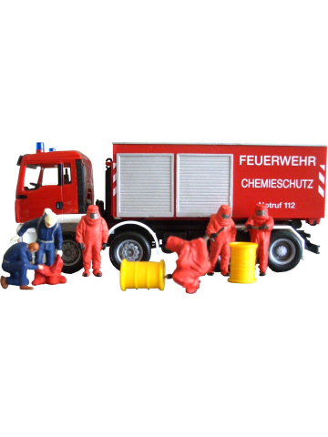 Zubehör 1:87 Feuerwehrmänner mit rotem Vollschutzanzug (ohne Fahrzeug)