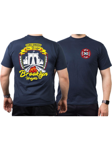 T-Shirt azul marino, New York City Fire Dept. Brooklyn Bridge (E-205/L-118)