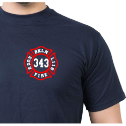 T-Shirt marin, New York City Fire Dept. Brooklyn Bridge...