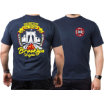 T-Shirt blu navy, New York City Fire Dept. Brooklyn Bridge (E-205/L-118)