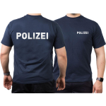 T-Shirt navy, POLIZEI in silver-reflective