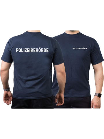 T-Shirt navy, POLIZEIBEHÖRDE in silber-reflektierend (Nur für berechtigten Personenkreis!)