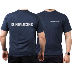 T-Shirt navy, KRIMINALTECHNIK in silber-reflektierend