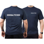 T-Shirt azul marino, KRIMINALTECHNIK en plata-reflexivo
