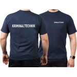 T-Shirt navy, KRIMINALTECHNIK in silver-reflective