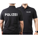 Polo black, POLIZEI in silber-reflektierend (Nur für berechtigten Personenkreis!)