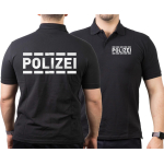 Polo black, POLIZEI in silber-reflektierend mit Streifendesign (Nur für berechtigten Personenkreis!)