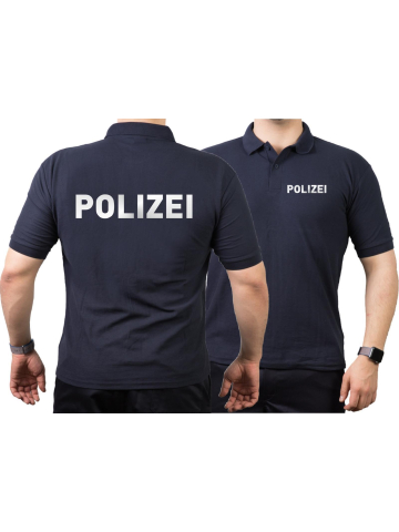 Polo navy, POLIZEI in silber-reflektierend (Nur für berechtigten Personenkreis!)