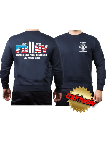 Sweat blu navy, 2001-2021 REMEMBER THE BRAVEST 20 years