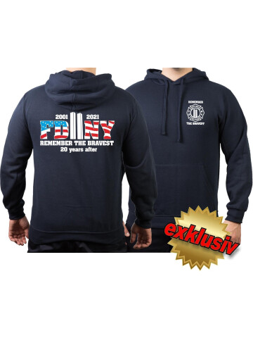 Hoodie navy, 2001-2021 REMEMBER THE BRAVEST 20 years XL