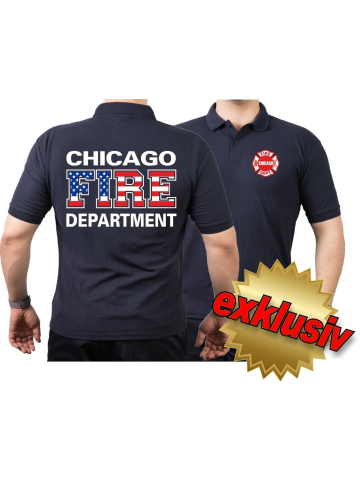 CHICAGO FIRE Dept. Flag-Edition, blu navy Polo
