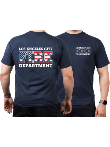 T-Shirt blu navy, Los Angeles City Fire Department Flag-Edition