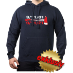Hoodie marin, 20th Anniversary Never forget, hache