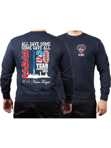 Sweat blu navy, 9/11 WTC 20 YEARS - NEVER FORGET (2021 edition)