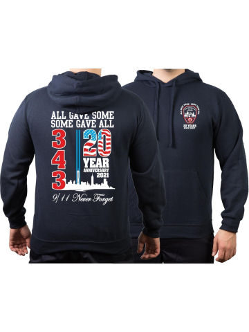 Hoodie (marin/azul), 9/11 WTC 20 YEARS - NEVER FORGET (2021 edition)