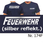T-Shirt navy, FEUERWEHR mit langem "F" silber-reflekt.